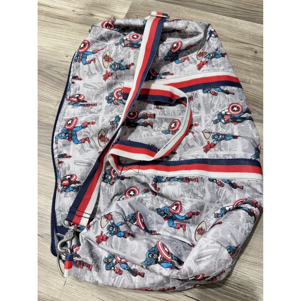 Pottery Barn Kids Marvel Captain America Duffle Bag Comic Print Travel Gym Bag